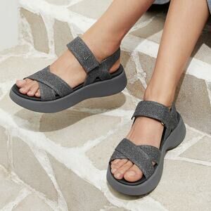 Vivaia Kiara AdaptAll Sport Rich Grey Knit Comfort Hook Loop Active Sandals 8.5